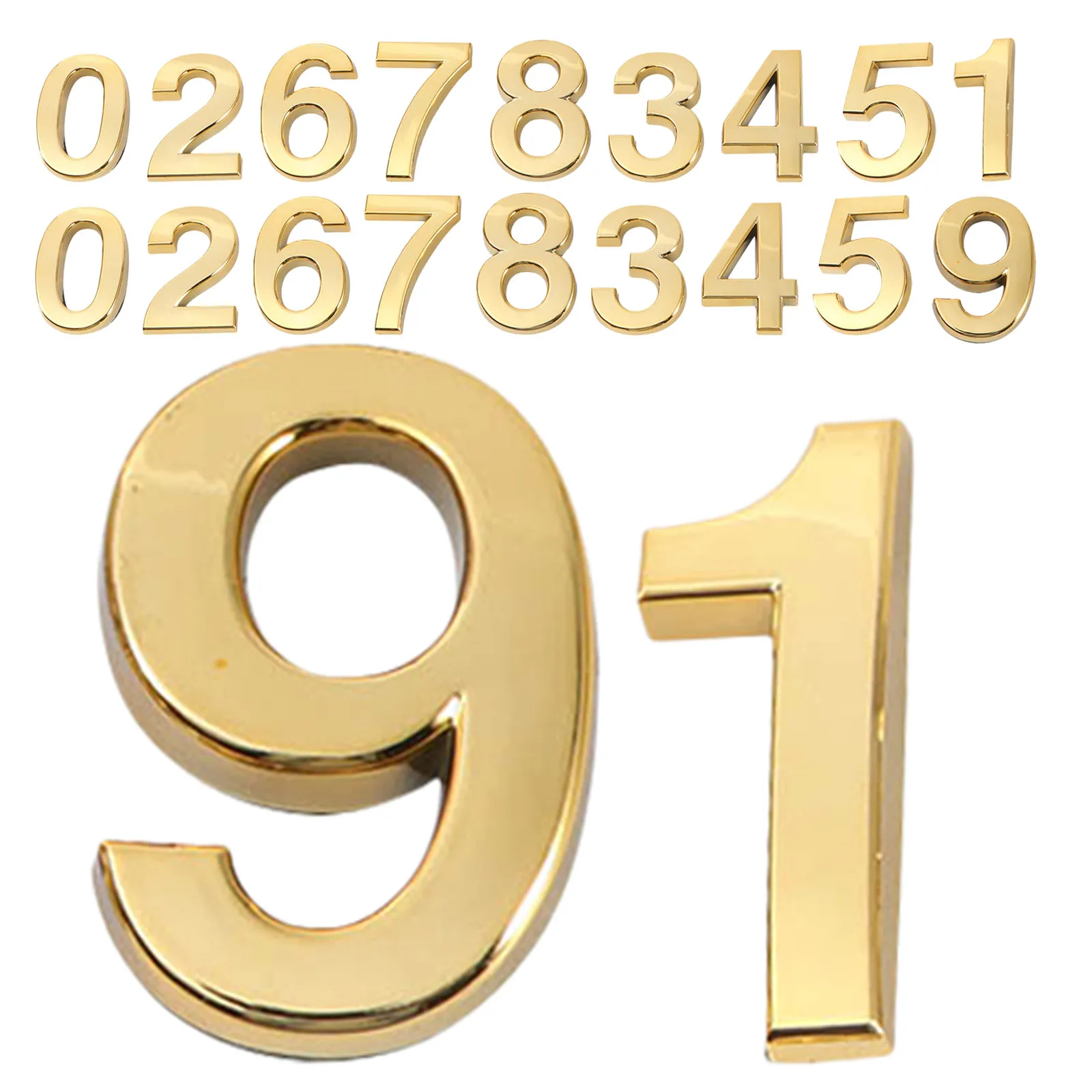 20Pcs Self Adhesive Numbers Mailbox Stickers Gold Waterproof Outdoor Address Signs 1.4x1in for Apartment Front Door