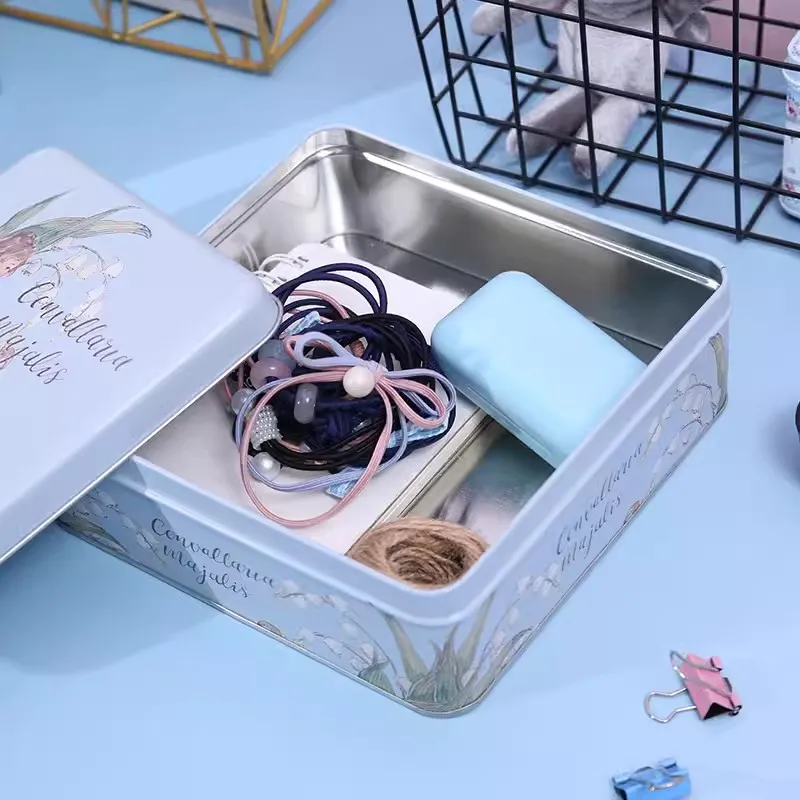 صندوق قصدير مربع عتيق لتغليف الشوكولاتة صندوق تخزين المجوهرات