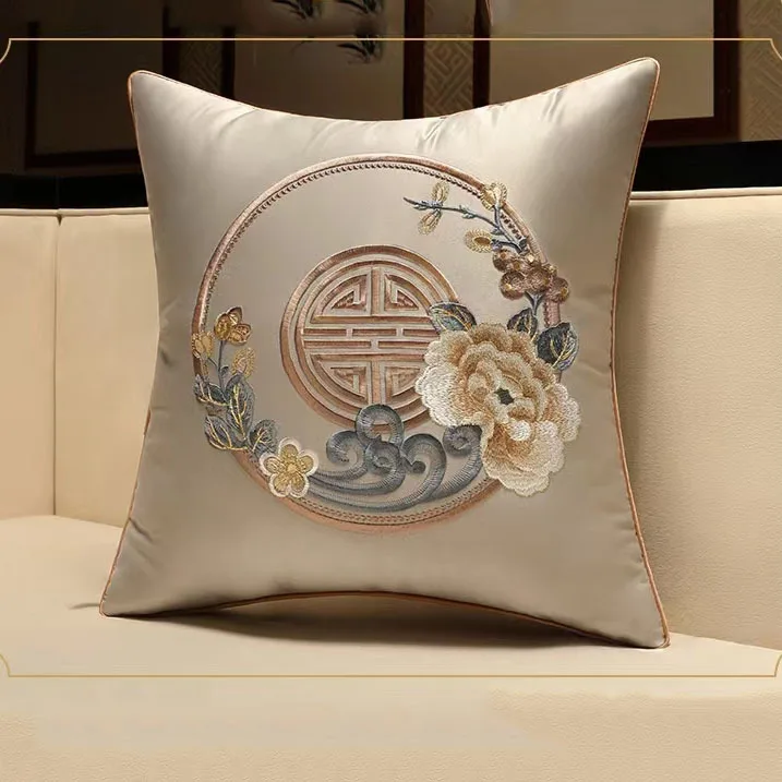 Chinese Style Sofa Embroidered Flower Throw Pillowcover, Classical Cushion Covers, 45x45, 50x50cm