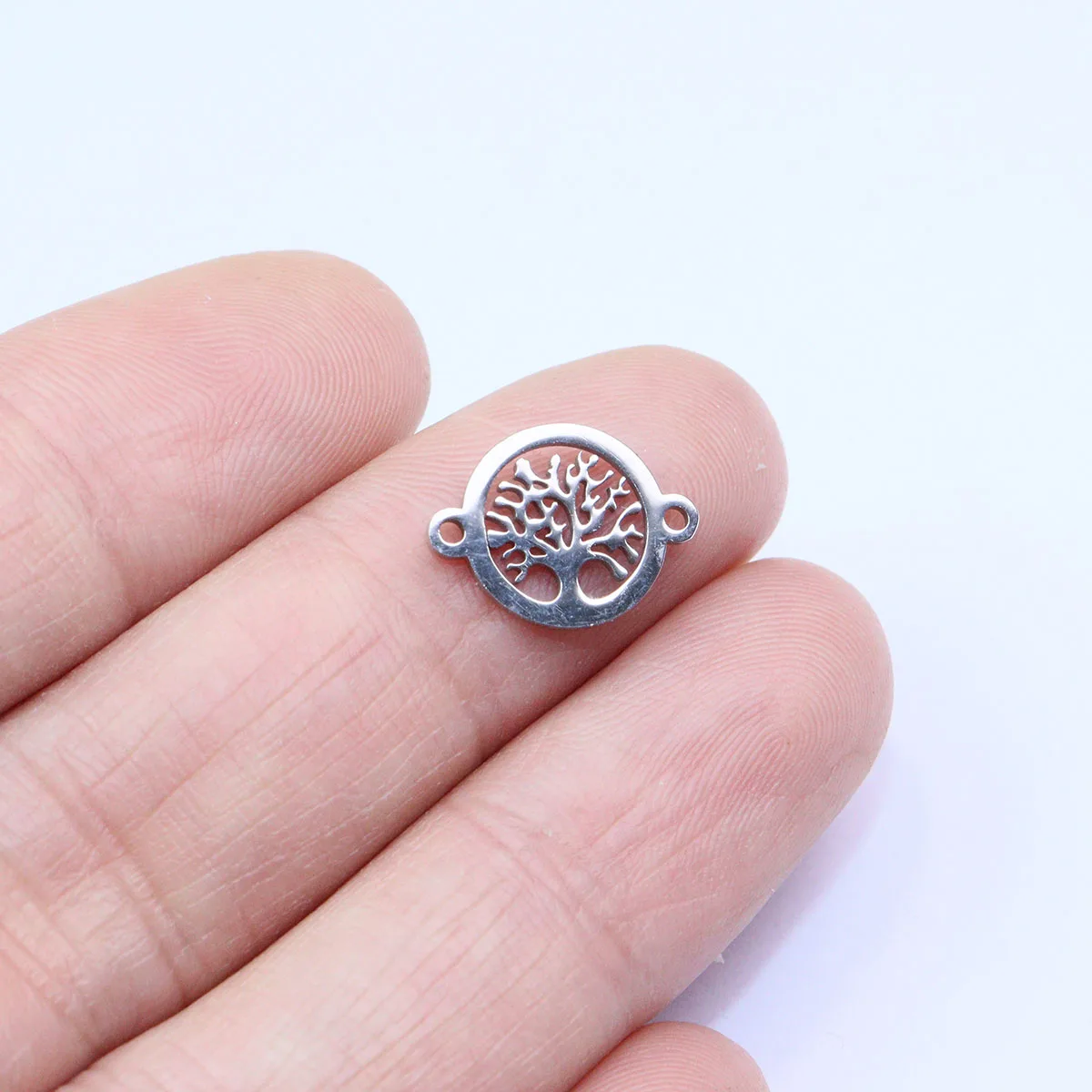 10pcs 10mm Stainless Steel Lovely Polished Connector Bracelet Charms Pendant DIY Handcraft Waterproof Antiallergic Vacuum Plate