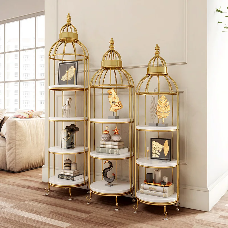 birdcage flower rack, living room storage rack, corner landing, multi-layer storage rack, cosmetics store window display rack