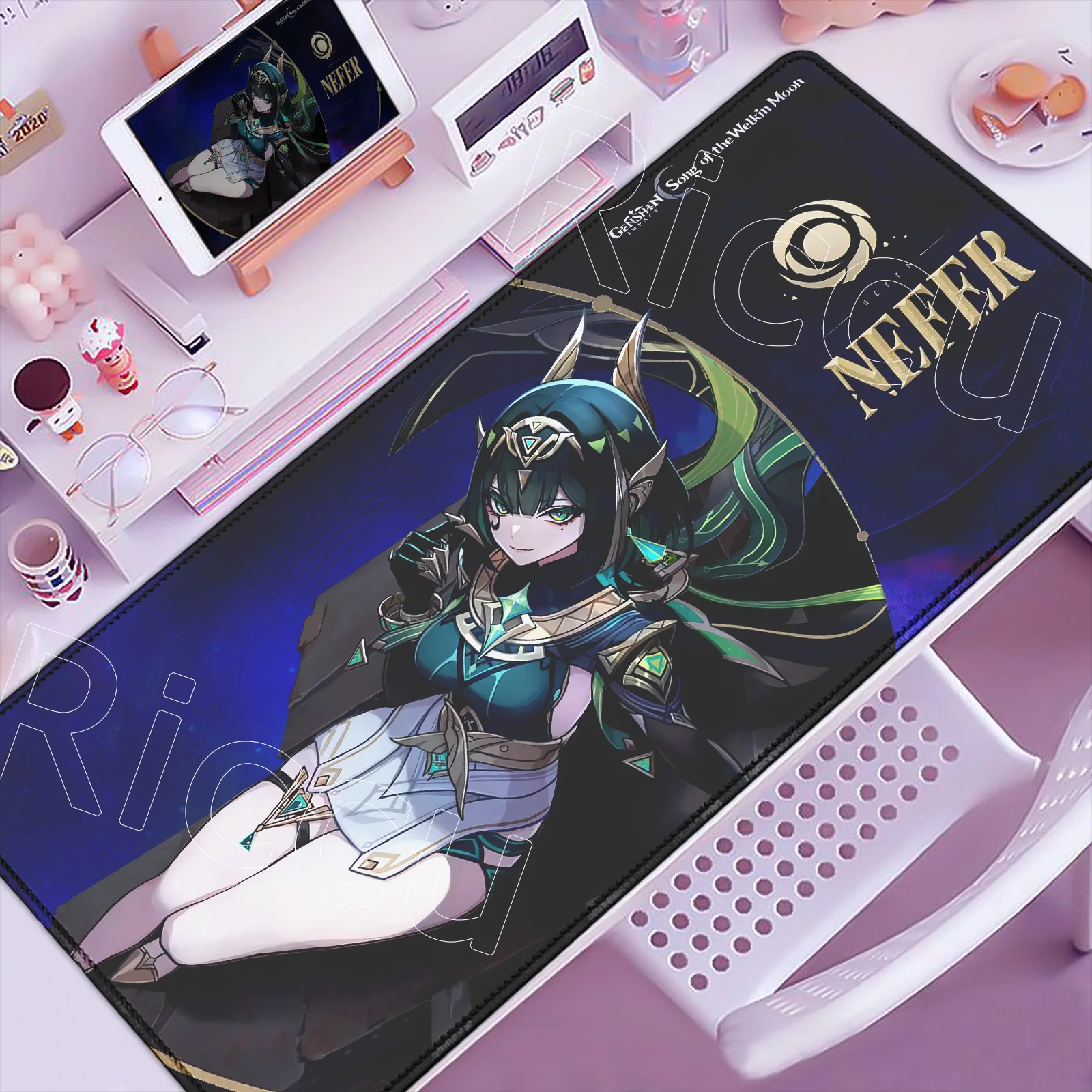 

Genshin Impact Nefer Mouse Pad Anime Cartoon Girl Keyboard Large Rug PC Gaming Accessories Mousepad Laptop Speed Desk Mat Carpet