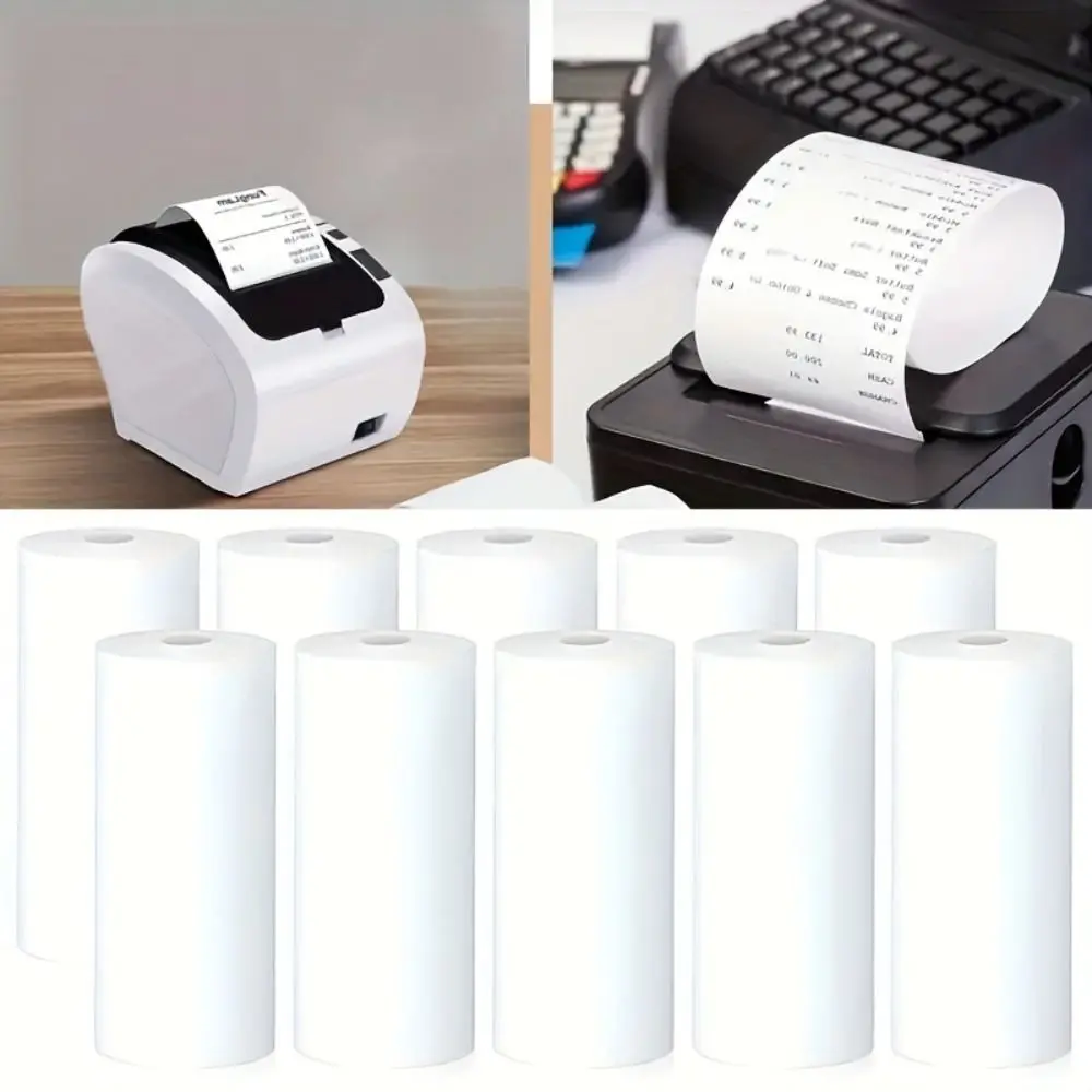 

10Rolls 57x40 MM Thermal Paper Coreless Inkless Receipt Printing Paper Non-Adhesive White Cash Registers Print Paper