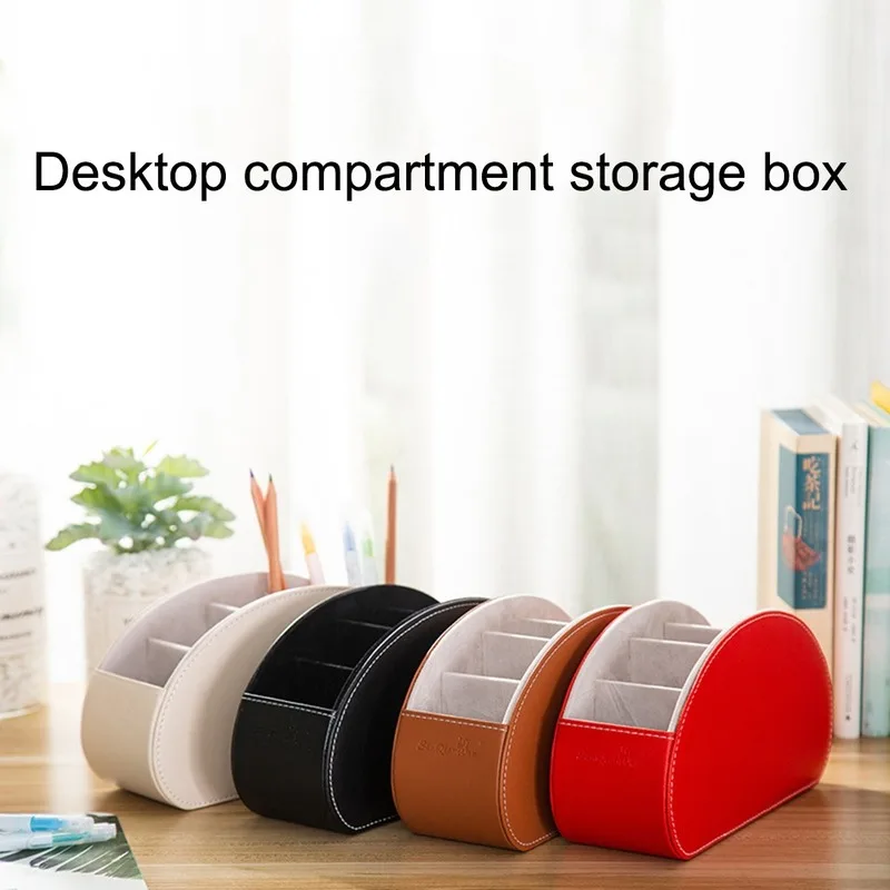 

Leather Storage Box Multifunctional Desk Organizer Box Black Solid Color Simple Style Home Office Remote Control Storage MJ72206