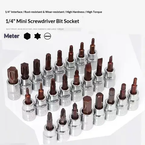 1/4 Inch Screwdriver Bit Socket Set Hex Screw Driver Bits H2-H10 Screwdriver Accessories For Torque Spanner Ratchet Wrench