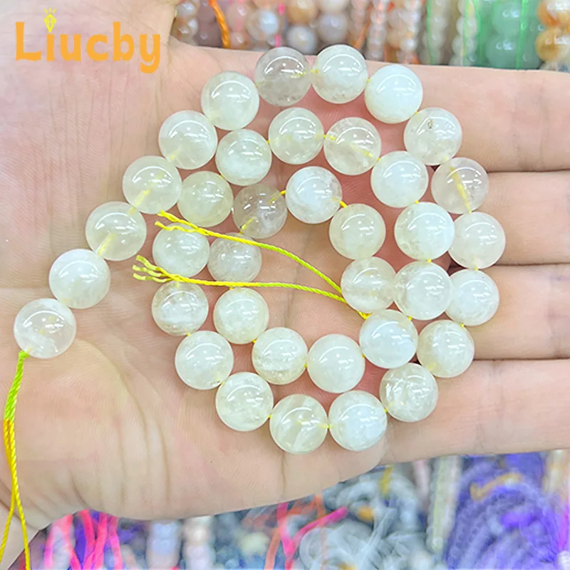 Natürliche Stein-Zitronenkristall-Perlen für Schmuckherstellung, DIY-Ohrringe für Frauen, Accessoires, Liebesarmbänder, 15 Zoll, 6/8/10 mm – Detail 7