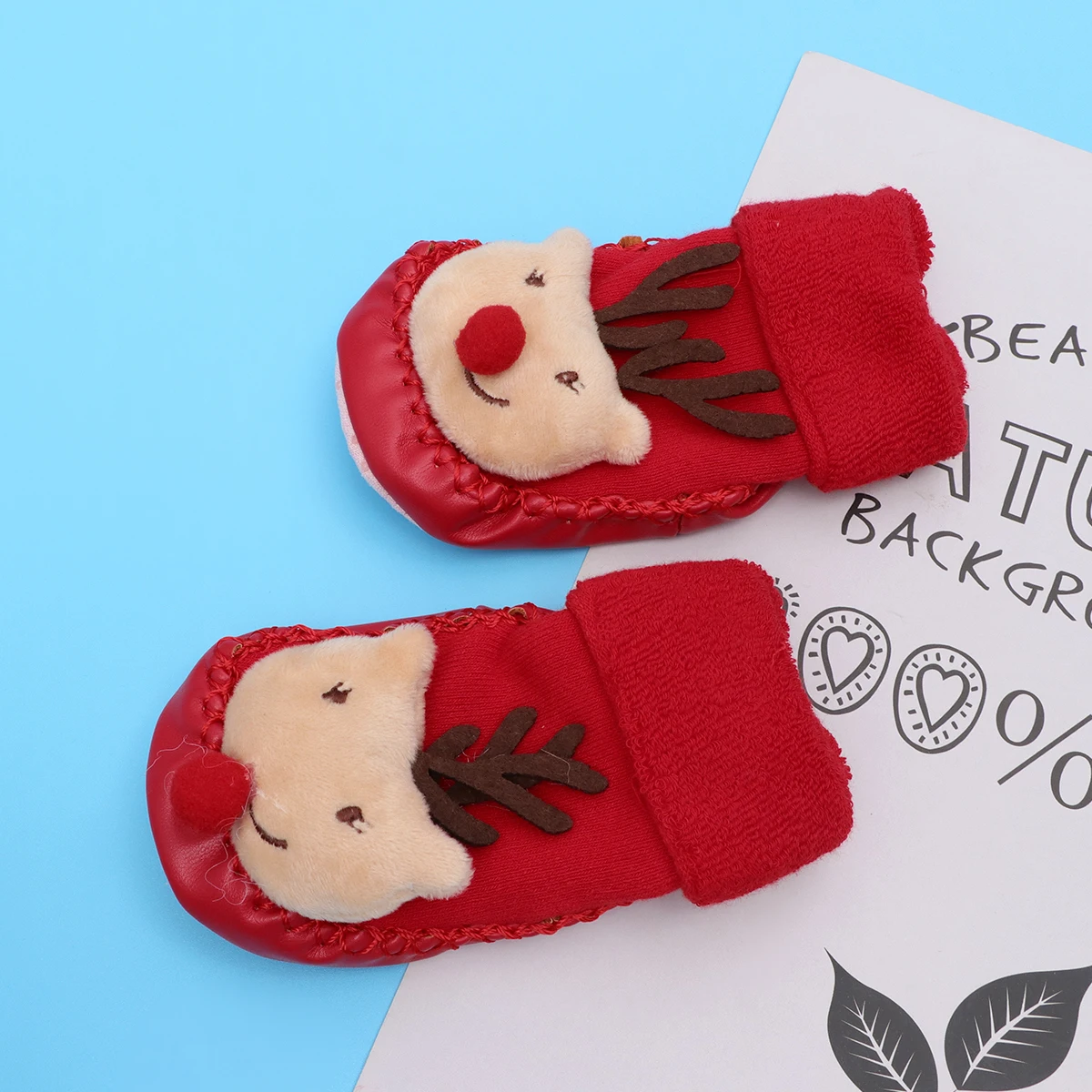 

Soft Baby Christmas Stocking Warm Socks Deer Design Anti Slip Floor Shoes For Winter Autumn Comfortable Wear Brown Red