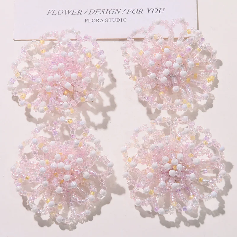Shoe Charm 1 Piece Premium Candy Tone Seed Bead Hollow Flower DIY Versatile for Clogs Jelly Shoes Clear Crystal Princess Korean