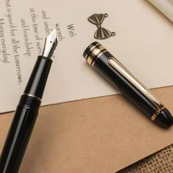 Luxury Pen Monte Black Resin Gold and Silver Blance Ink Ballpoint Pen 145 Roller Signature Fountain Pen Supplies Gift No Box