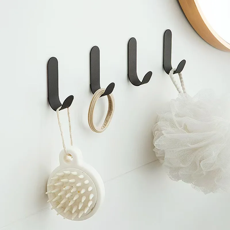 2/10Pcs Adhesive Hooks Metal Stainless Steel Wall Hooks Utility J Hook Key Holder Self Adhesive Wall Hook for Shower Kitchen