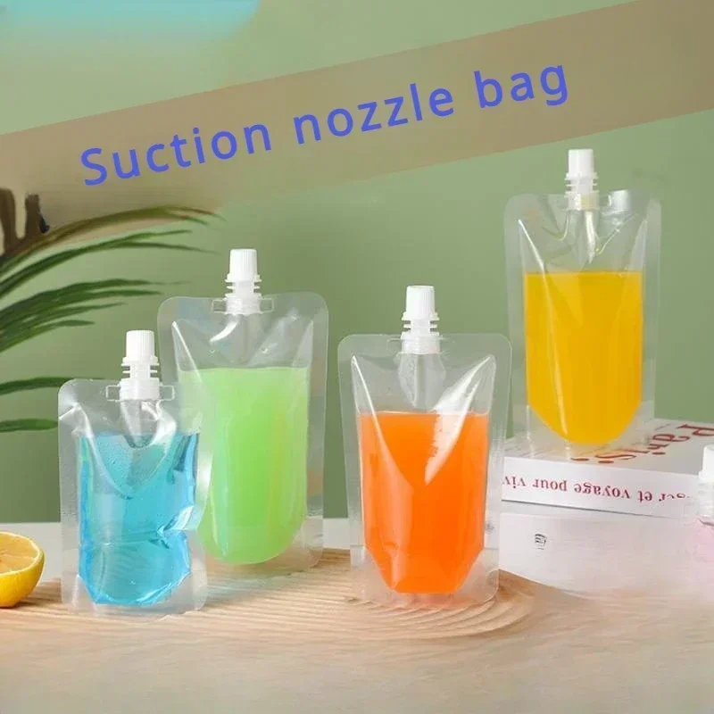 Disposable Transparent High-temperature Resistant Fruit Juice Beverage Bags Self Stand Suction Nozzle Bag Takeout Soup Package