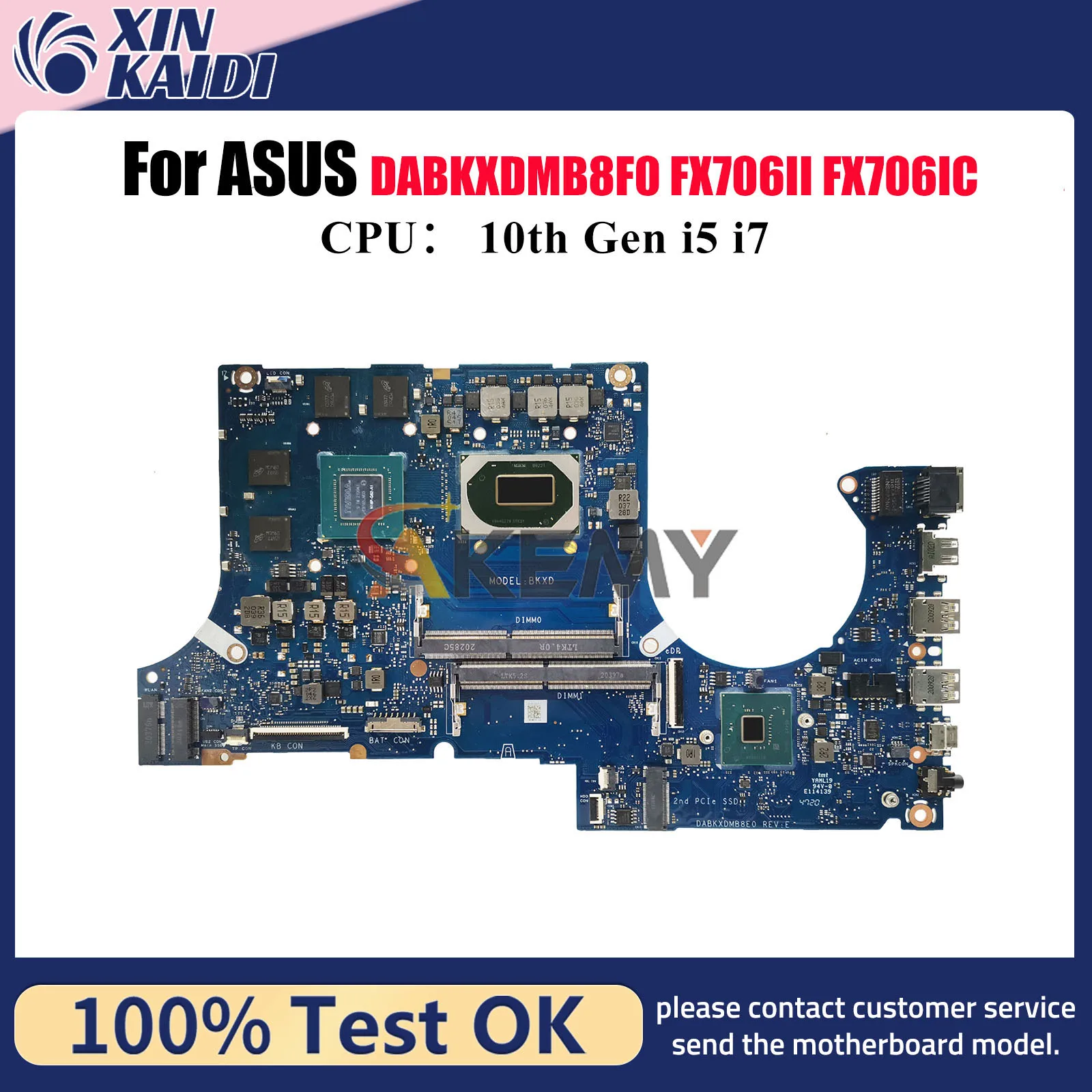 

DABKXDMB8F0 Laptop Motherboard For ASUS TUF Gaming FX706iH FA506I FX706IC FX706II Mainboard W/ 10th Gen i5 i7 tests OK fast ship