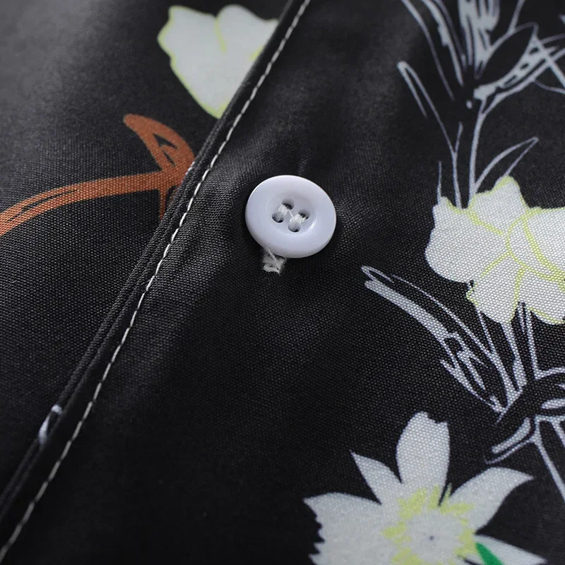 قميص رجالي مطبوع بياقة كوبية ، قميص شاطئ خفيف الوزن ، الصيف #5