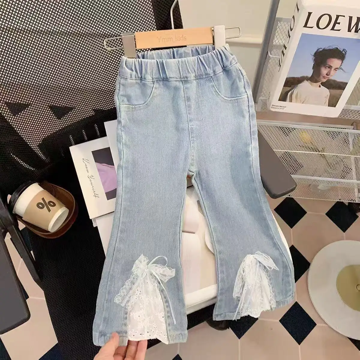 

Kids Girls' Jeans Spring and Autumn 2026 New Style Children's Baby Stylish Casual Pants Bellbottom Pants