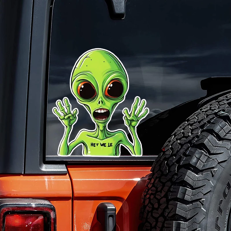 TM82# 13x15cm 1pc Make Your Car Out Of This World With Our Alien Car Sticker - Suitable For All Vehicles, Motorcycles