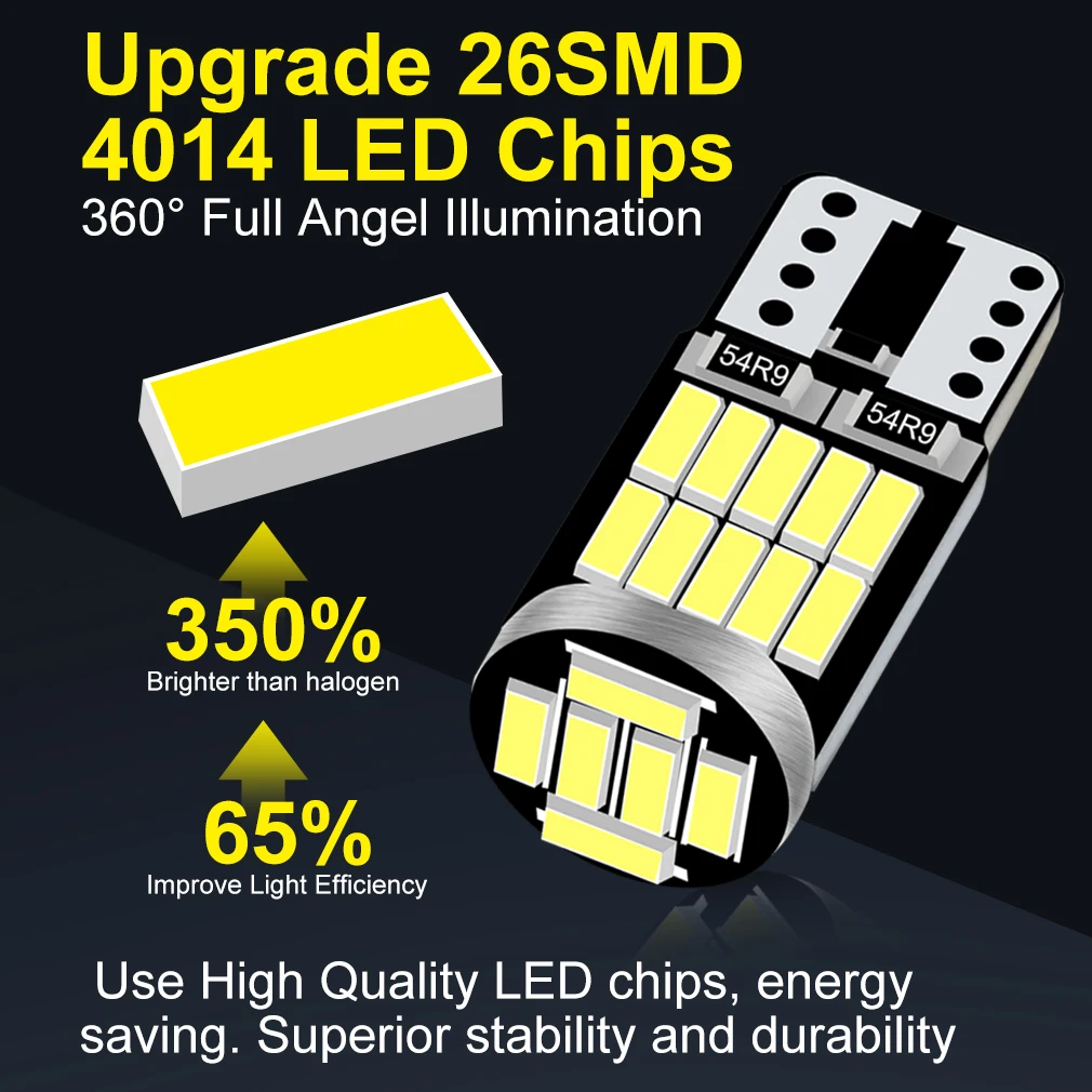 2/5/6/10/30/40/50PCS T10 194 W5W LED Canbus 3W 6000K Car Interior Light T10 Signal Light 26 SMD 4014 Chip White Instrument Light