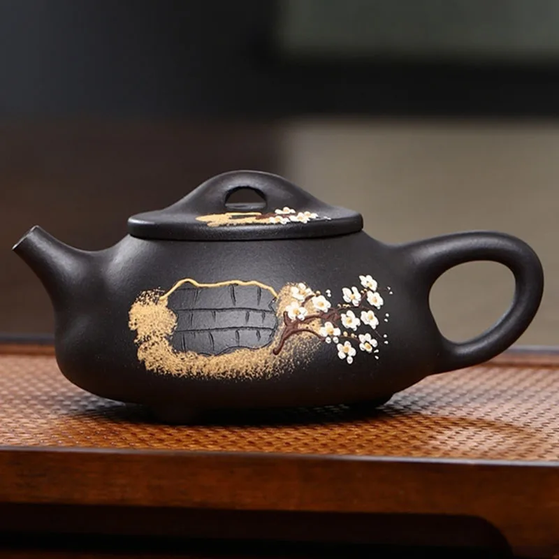 Chinese Style Stone ladle shape Teapot, Old Purple Mud, Kung Fu Household Indoor, Pure Handmade, 220cc, Tea Pots, 1Pc