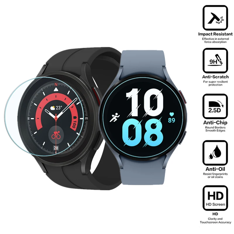 Película de vidro dura 9h para relógio samsung galaxy 6/5/pro/4, 40mm, 44mm, 45mm, clássico, 43mm, 47mm, 42mm, 46mm