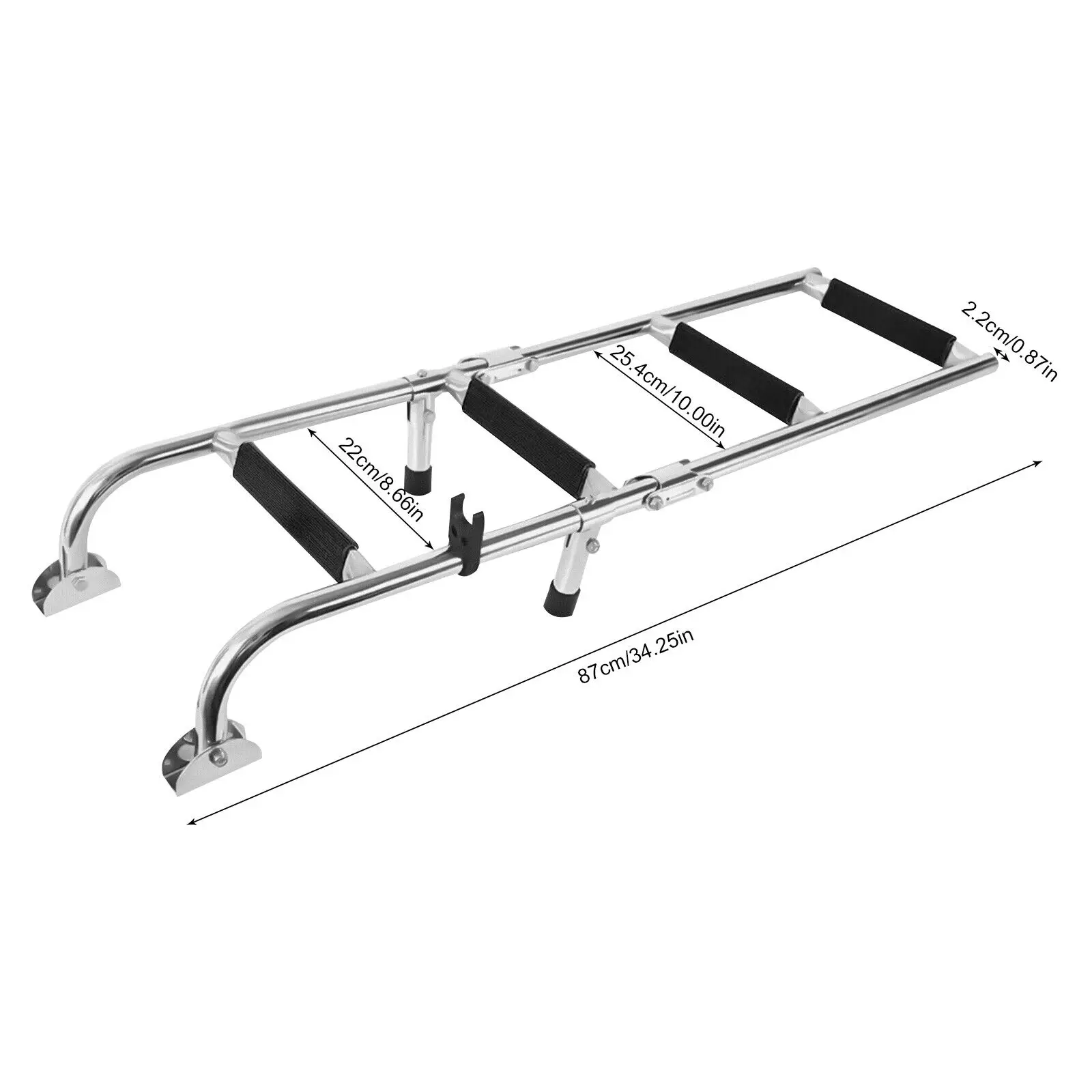 Boat Ladder 4 Steps Extension Folding Pontoon Ladder Stainless Steel