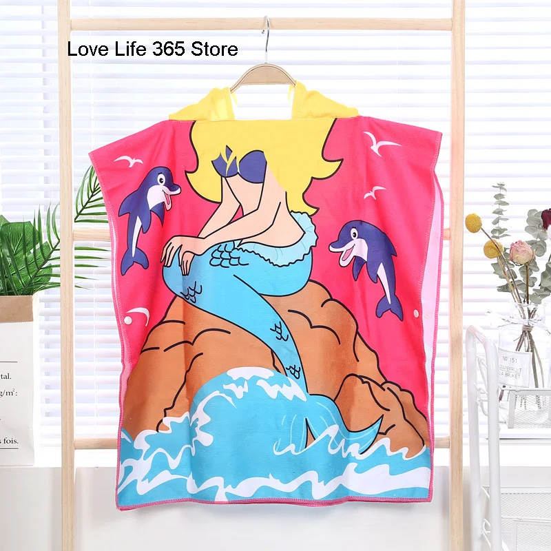 

Cartoon Microfiber Towel For Kids Swimming Bath Hooded Cloak Printed Children's Cape Baby Shower Poncho Bathrobe For Grils Boys