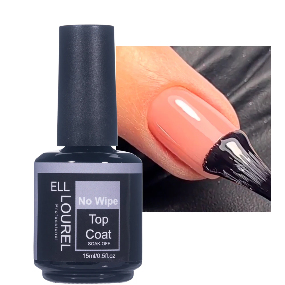 ELL LOUREL-esmalte de Gel UV Permanente, barniz de cristal templado, función de capa superior, geles brillantes, acabado de Arte de uñas, 15ML