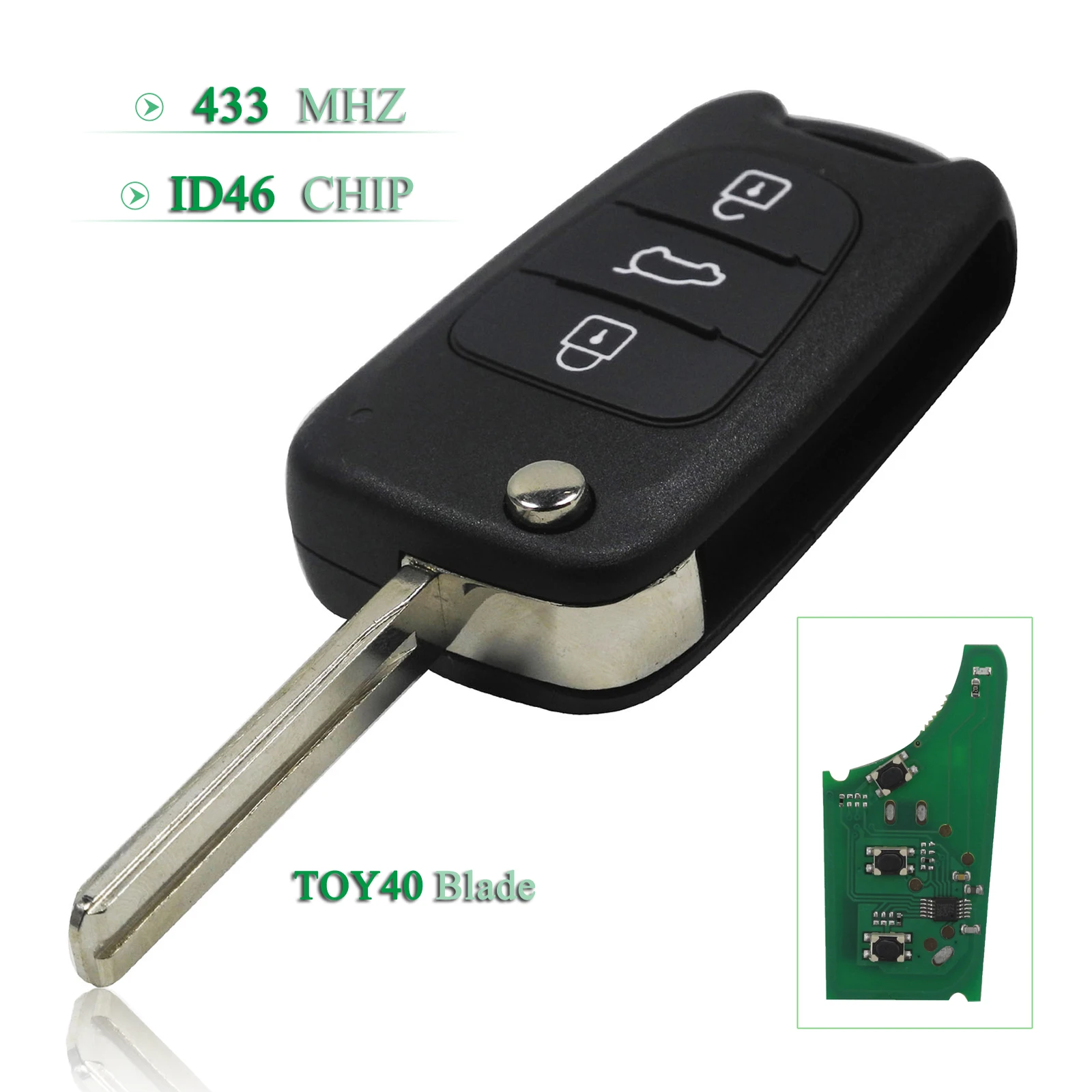 

jingyuqin 10pcs 433Mhz FSK ID46 Remote Key 3B For Kia Rio 3 Picanto Ceed Cerato Sportage K2 K5 For Hyundai I30 IX35 TOY40 Blade