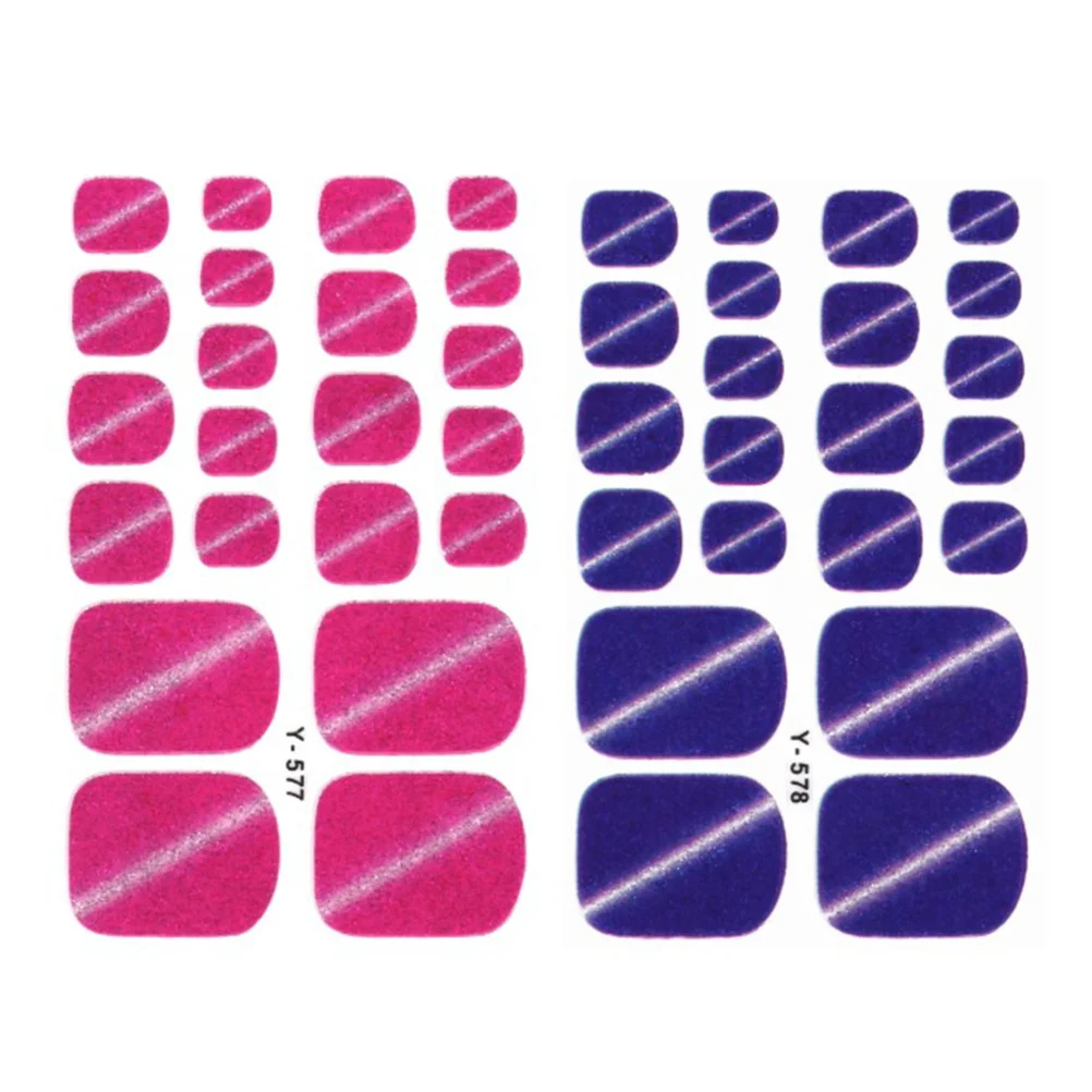 5개입 캣아이 네일 스티커 글리터 발톱 데칼 여성 청소년 여름 샌들 스타일 퀵 스틱 샤인 스파클링 스티커