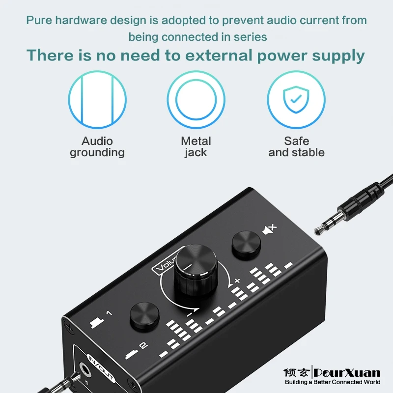 Aux 3 5 mm audio jack splitter switch 1 a 2 in 1 estensione femmina a femmina 2 vie amplificatore analogico adattatore swticher per altoparlante