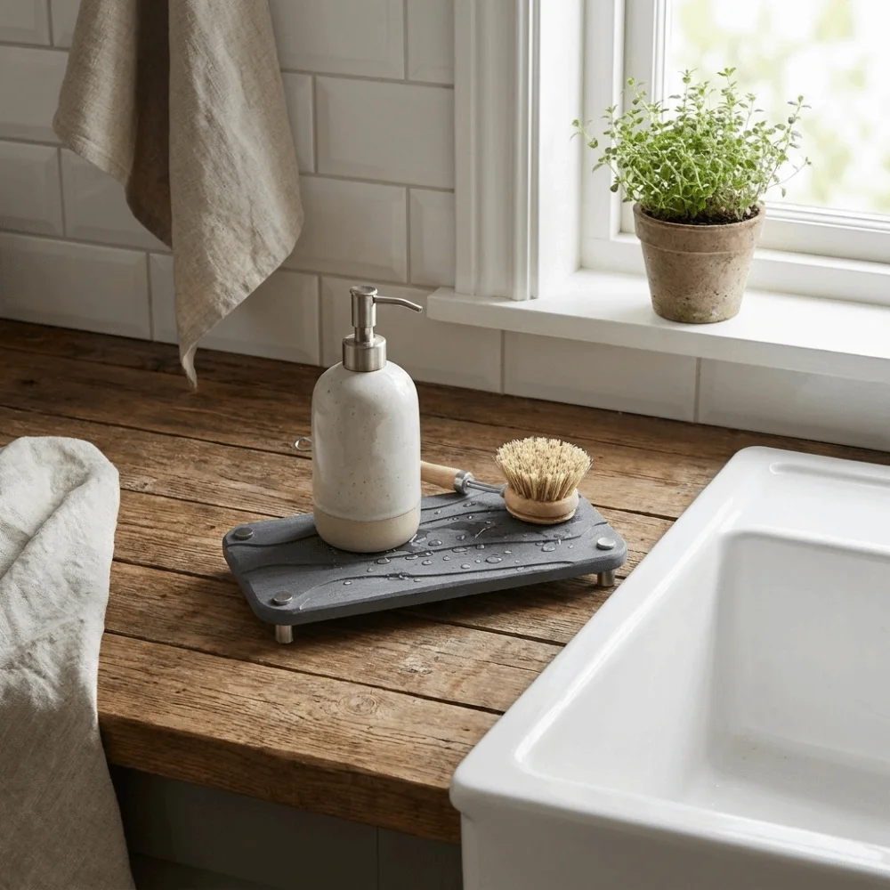 Absorbent Diatom Mud Coaster Non-Slip Multipurpose Bathroom Sink Organizer Durable Quick-Drying Diatom Mud Sink Tray