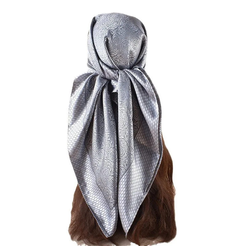 

Luxury Floral Print Silk Square Scarf Women Soft Satin Kerchief Neckerchief Head Hijab Lady Headband Foulard Bag Ribbo 90x90cm