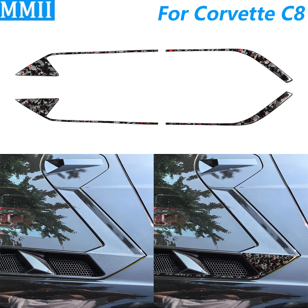 

Для Chevrolet Corvette C8 2020-2025: Накладка на панель воздухозаборника двигателя из кованого карбона, внешняя, аксессуар для автомобиля, наклейка