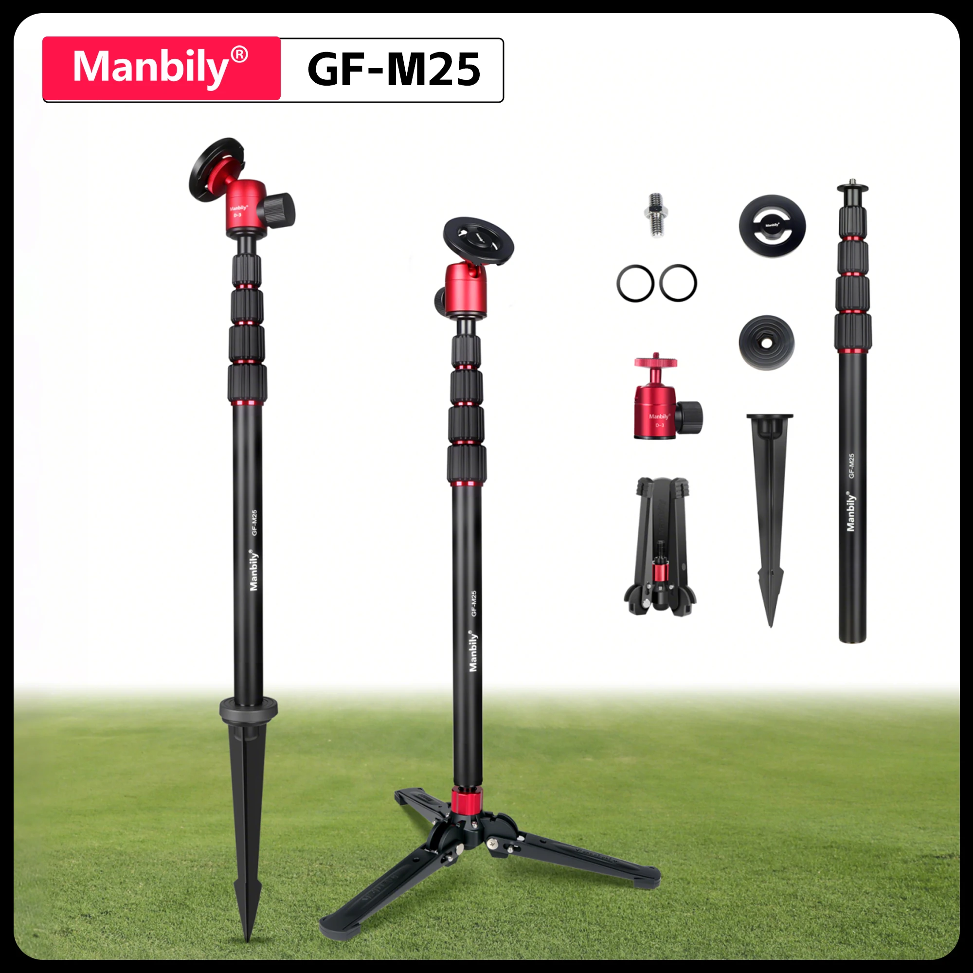 

Manbily GF-M25 Алюминиевый магнитный монопод для гольфа Палка для селфи с наземными шипами Магнитная подставка для штатива для тренировок по гольфу