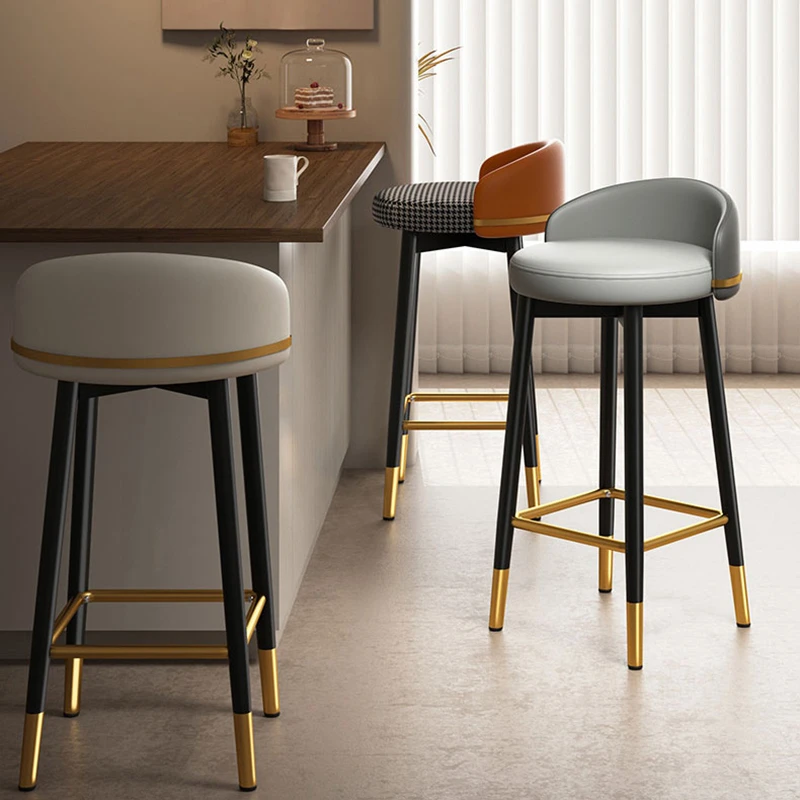 

Modern Minimalist Bar Chairs Home Kitchen High Bar Stool Wrought Iron Backrest Bar High Chair Light Luxury Fashion Bar Furniture