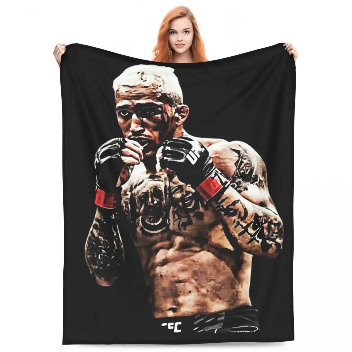 Charles Oliveira Do Bronx Ufc Blanket Flannel Sofa Throw Blanket Lightweight for Home Bedroom Throws Bedspread Quilt