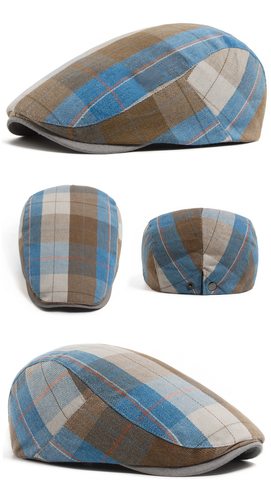 Sommer Plaid Dünne Baskenmütze Frauen Männer Mode Vintage Visier Hut Casual Weibliche Newsboy Caps Retro Flache Kappe Für Frühling Herbst Neue – Detail 6