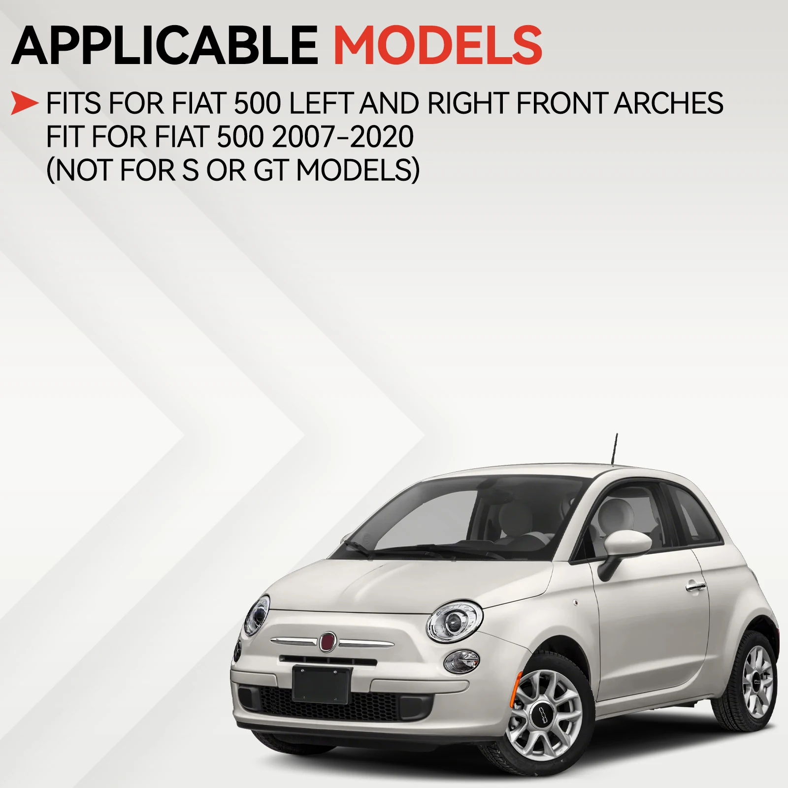 2 Car Wheel Arch Liner Cover Day Time Running Light Left And Right Front Arches Access For Fiat 500 2007-2020 71752114