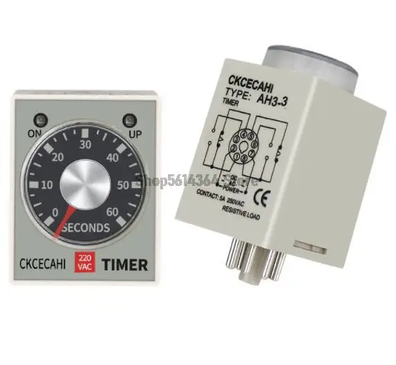 1 قطعة 12V/24VAC/DC 110V/220V/380VAC AH3-2 AH3-3 1/3/6/10/30/60S 3/6/10/30/60M 8Pin السلطة على الوقت تأخير توقيت PF083A SocketBase #1