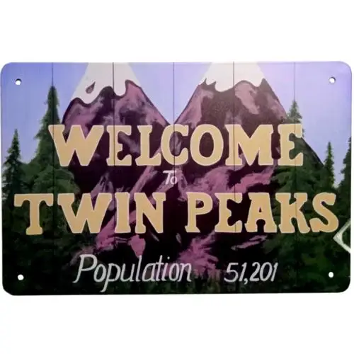 Retro 90s TV Twin Peaks Metal Sign Vintage Cult Classic Tin Sign Poster 12x8