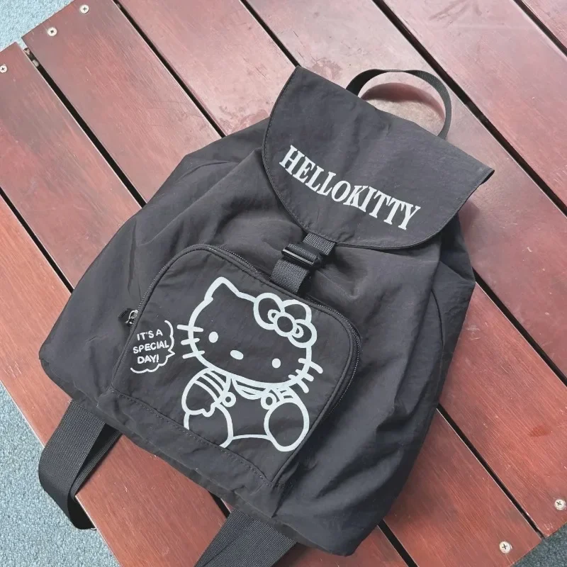  Kawaii Hello Kitty Backpack for Women Student Nylon School Bag Portable Durable Portable Large Capacity