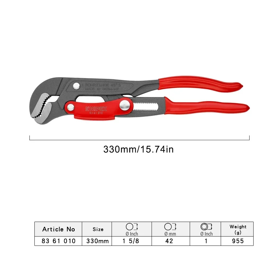 KNIPEX Tools  Pipe Wrench S-Type with Rapid Adjustment Water Pump Pliers with Adjustment of the Gripping Width 83 61 010