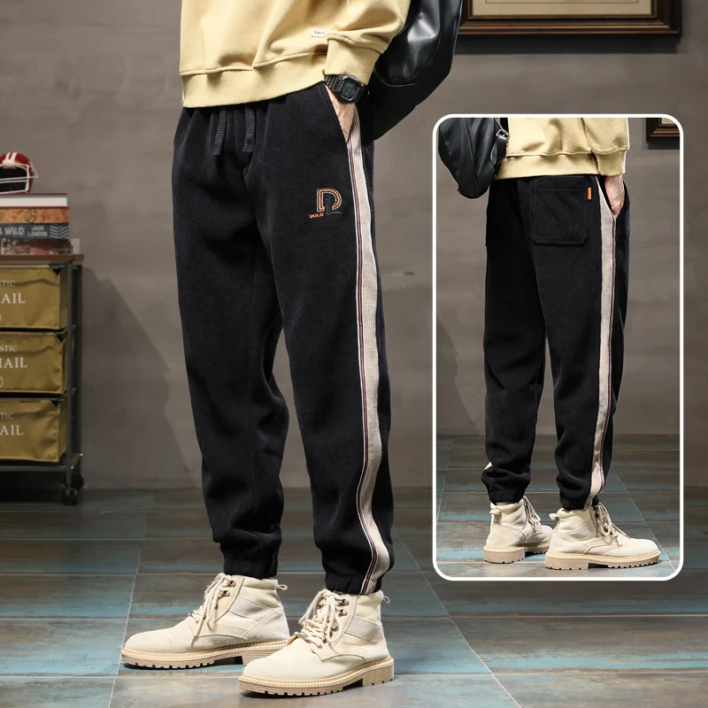 

Men's Corduroy Harlan Pants Loose Waist Workwear Trousers Autumn Winter Warm Polyester Fiber Micro Elastic Casual Pants