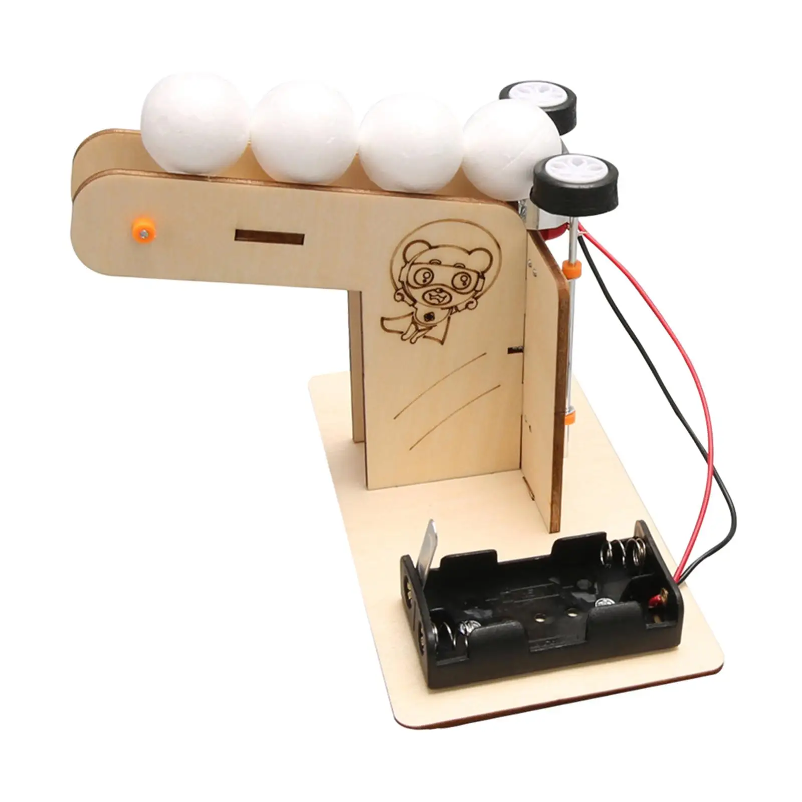 Electric Ball Pitching Machine Wooden Science Gifts Experiment Assembling Diy Sciences Kits Project Model for School Age 4+