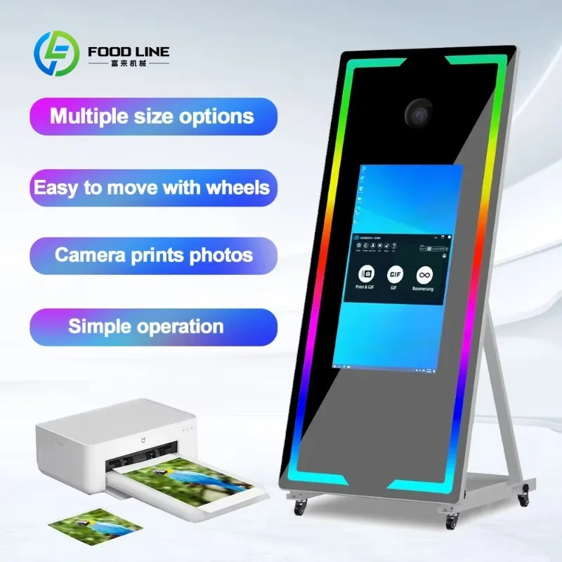 65 Inch Magic Mirror Photo Booth Machine With Camera and Printer Touch Screen Led Frame Kiosk for Events Parties Weddings