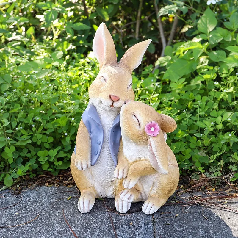 Cute Creative Garden Rabbit Decoration Living Room Decoration Resin Crafts Garden Decoration Home Decoration Accessories