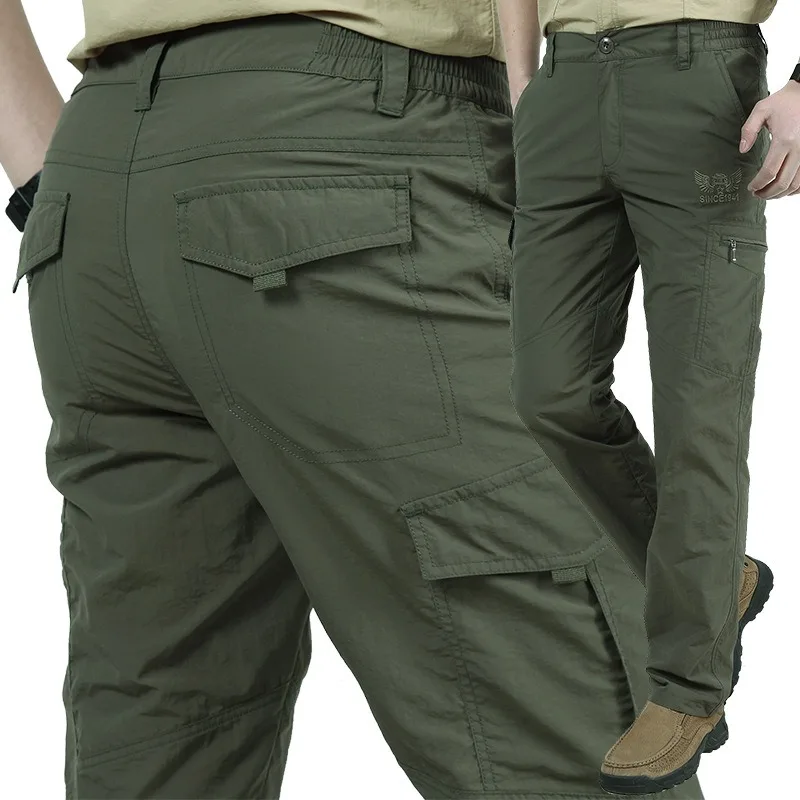 Breathable Lightweight Waterproof Quick Dry Casual Pants Men Summer Army Military Style Trousers Men's Tactical Cargo Pants Male