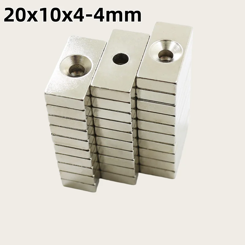 20x10x4-4mm Strong Rare Earth Magnets 20x10x4mm Hole 4mm  for  Fridge,DIY,Building,Scientific,Craft,Education ,Fast Delivery