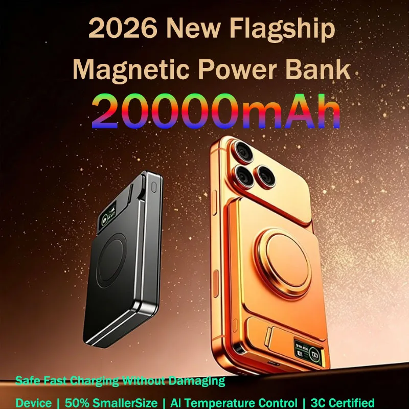 

2026 New Taepiaai 22.5W 20000mAh Magnetic Portable Mini Power Bank Magnetic Ultra-Thin Card Battery External Safety Charger LED