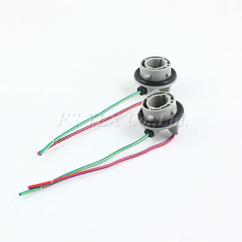 FSYLX 2 X 1156 7506 P21W BA15S LED Bulbs Socket Harness Plugs Female Holder Adapter Connector BA15S Lamp Bulb Wire Cables