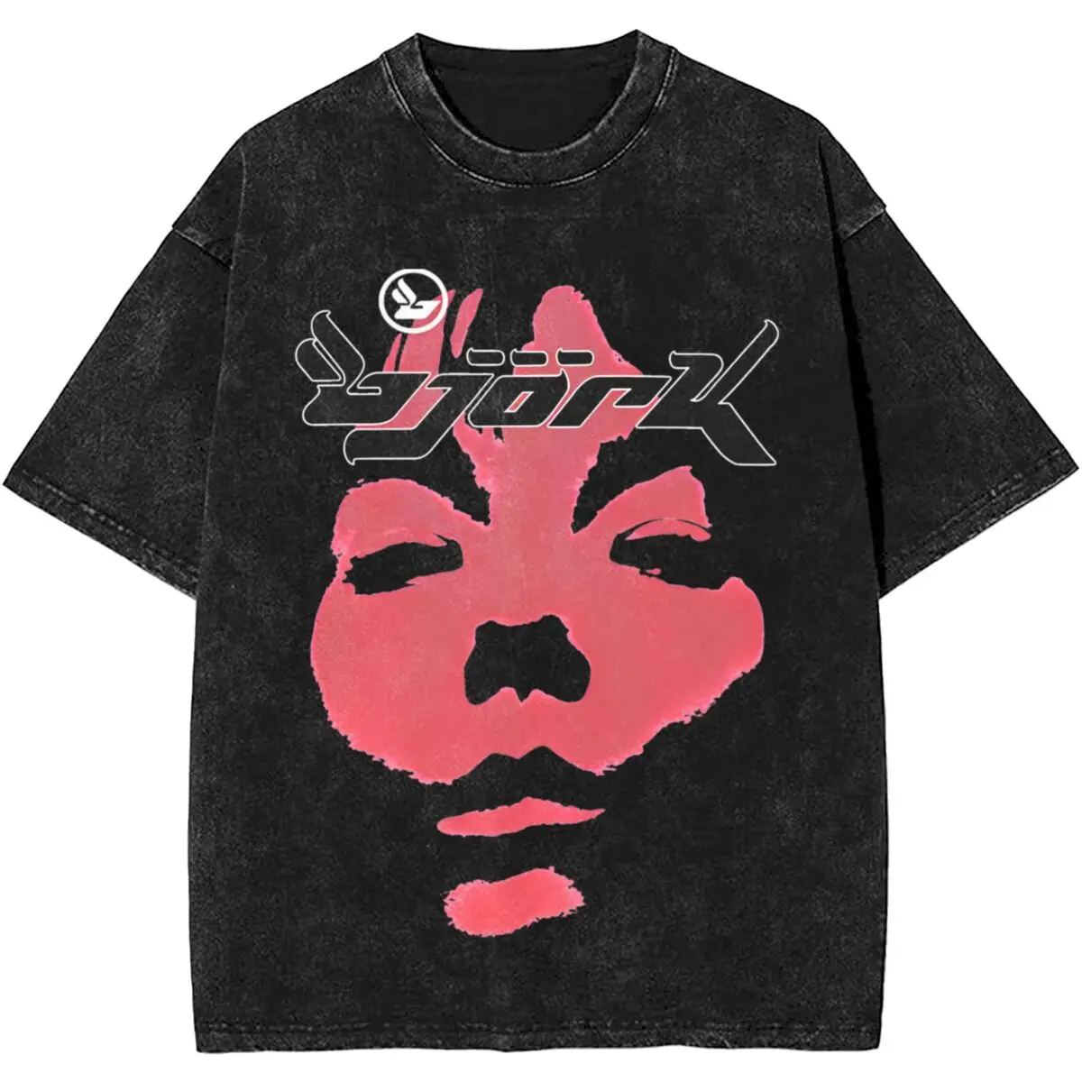 Harajuku Washed Shirt Bjork Homogenic Vintage Red Face Accessories Novelty T-Shirts Oversize 100% Cotton Summer Tee Shirt