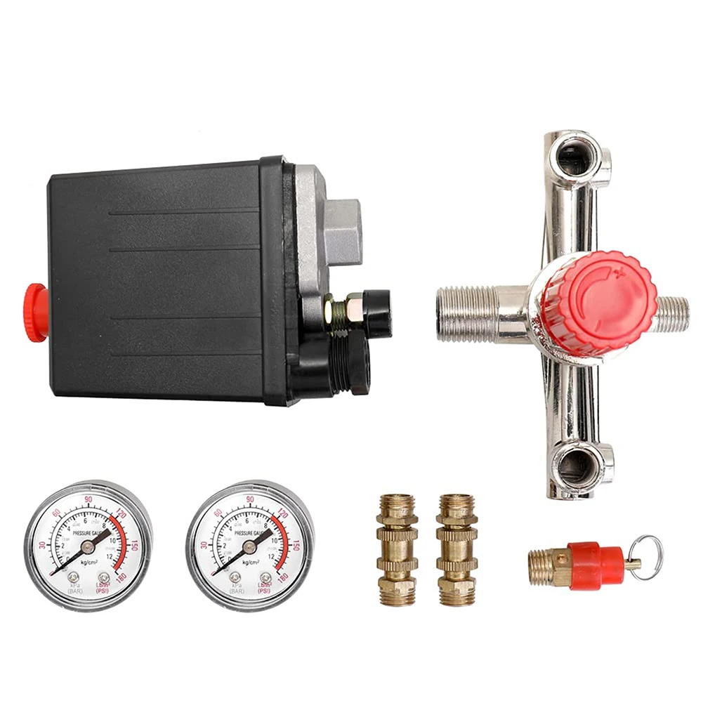 Air Compressor Pressure Switch and Regulator Valve Assembly with Adjustable Control for Precise Pressure Management